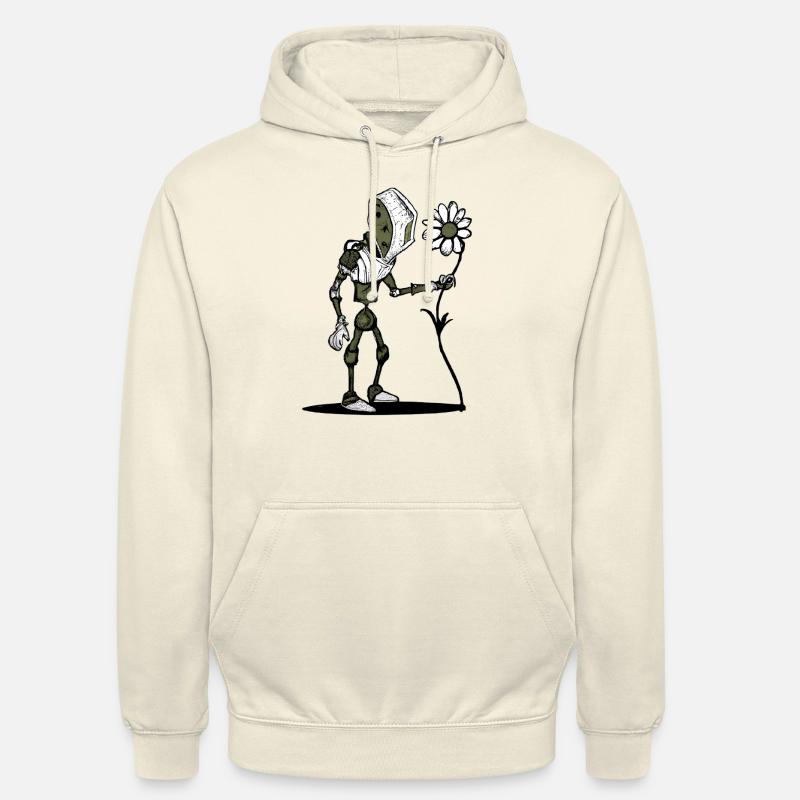 Robot avec fleur - Sweat-shirt à capuche unisexe - vanille