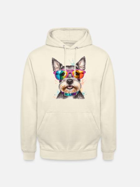 Dværg Schnauzer solbriller Hund sjovt dyreprint - Hættetrøje unisex - 