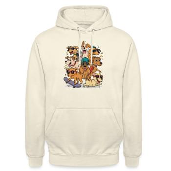 Glückliche Hunde - Unisex Hoodie - Vanille-Milchshake - Vorne - Alina (178cm) & Michal (187cm)