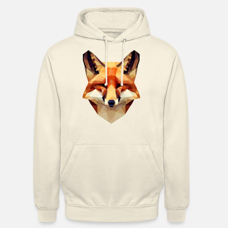 Intriguing Polygon Fox - Moderne - Sweat-shirt à capuche unisexe - vanille