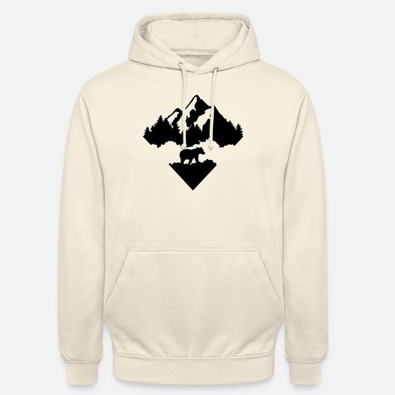 Bear, Forest and Mountains - Unisex Hoodie - vanilla