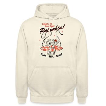 Marsupilami Palombia Design Sun, Sea, Surf - Unisex Hoodie - Vanille-Milchshake - Vorne - Alina (178cm) & Michal (187cm)