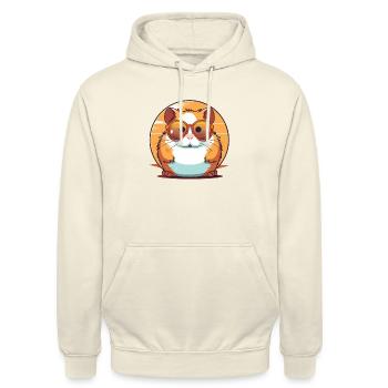 Hamster mit Sonnenbrille, Nagetier, Kleintier - Unisex Hoodie - Vanille-Milchshake - Vorne - Alina (178cm) & Michal (187cm)