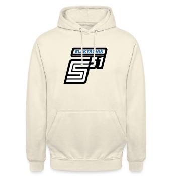 Simson S51 Elektronik Emblem (Farben änderbar) - Unisex Hoodie - Vanille-Milchshake - Vorne - Alina (178cm) & Michal (187cm)
