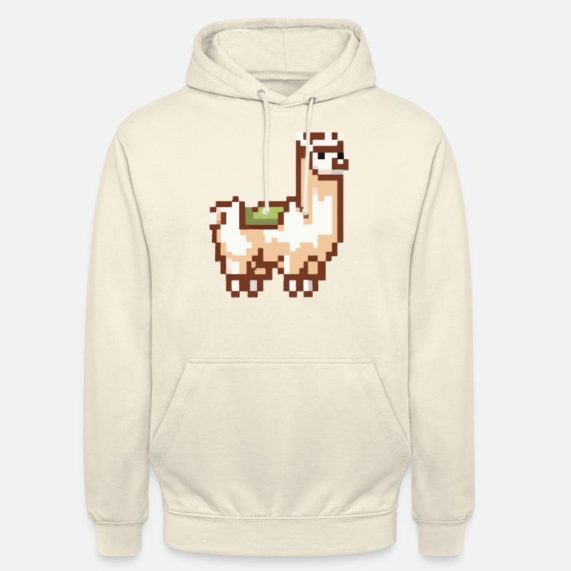 Pixel Alpaca Lama Pixel Art Gift Idea - Unisex Hoodie - vanilla
