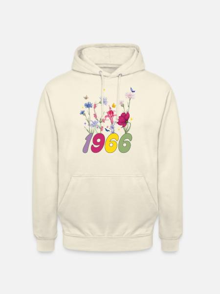 Geburtsjahr 1966 Wildblumen - Unisex Hoodie - Vanille-Milchshake