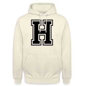 Brief H Team Football Baseball Basketball Universität - Unisex Hoodie - Vanille-Milchshake - Vorne - Alina (178cm) & Michal (187cm)