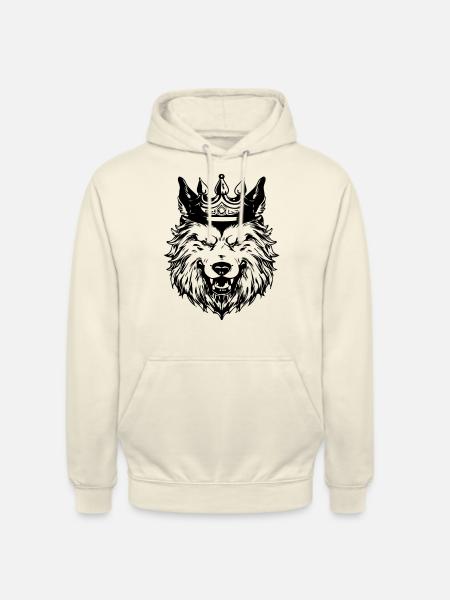 Wolf Crown Head King - Unisex Hoodie - vanilla
