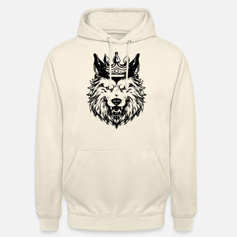 Wolf Crown Head King - Unisex Hoodie - vanilla
