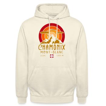 Chamonix France Rétro Coucher De Soleil Ski - Sweat-shirt à capuche unisexe - vanille - Devant - Alina (178cm) & Michal (187cm)