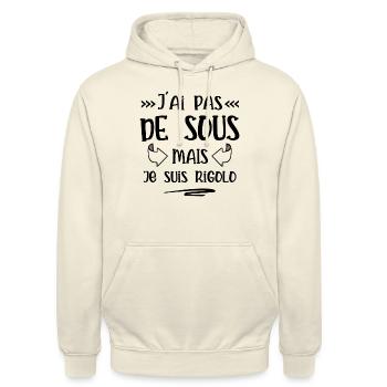 pas de sous - Sweat-shirt à capuche unisexe - vanille - Devant - Alina (178cm) & Michal (187cm)