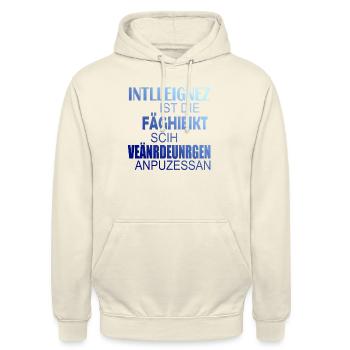 Wortspiel Intelligenz Veränderung Fähigkeit - Unisex Hoodie - Vanille-Milchshake - Vorne - Alina (178cm) & Michal (187cm)