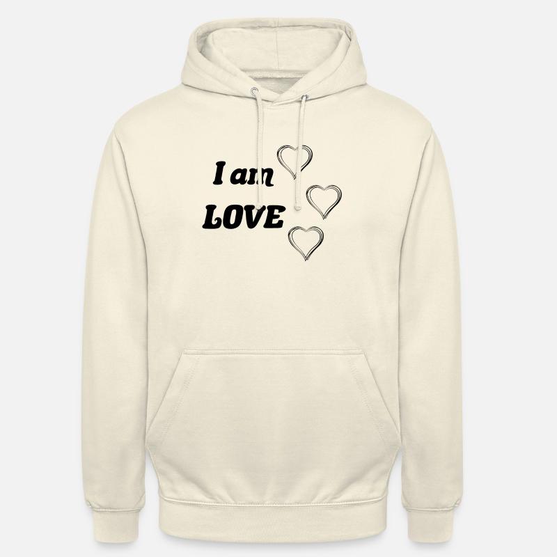 Je suis l’Amour avec des cœurs noirs - Sweat-shirt à capuche unisexe - vanille