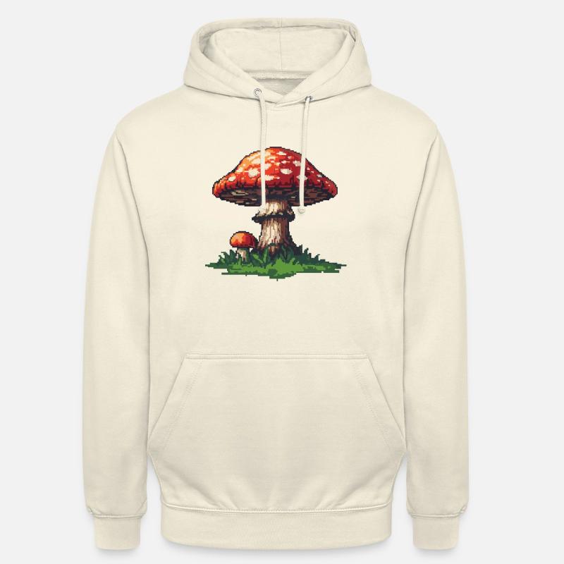 Icône de pixel de champignon - Sweat-shirt à capuche unisexe - vanille