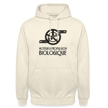 Humour vélo | Moteur à propulsion biologique - Sweat-shirt à capuche unisexe - vanille - Devant - Alina (178cm) & Michal (187cm)