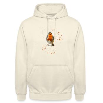 süsse zwitscherndes Rotkehlchen Robin - Unisex Hoodie - Vanille-Milchshake - Vorne - Alina (178cm) & Michal (187cm)