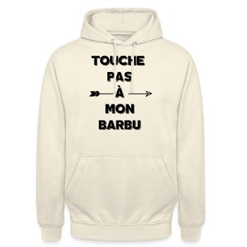 Touche pas à mon barbu - Sweat-shirt à capuche unisexe - vanille - Devant - Alina (178cm) & Michal (187cm)
