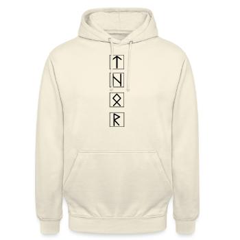 THOR Runic Language Black - Unisex Hoodie - vanilla - Front - Alina (178cm) & Michal (187cm)