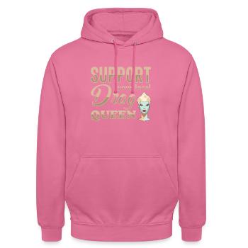 Soutenez votre drag queen Pride locale - Sweat-shirt à capuche unisexe - rose - Devant - Alina (178cm) & Michal (187cm)