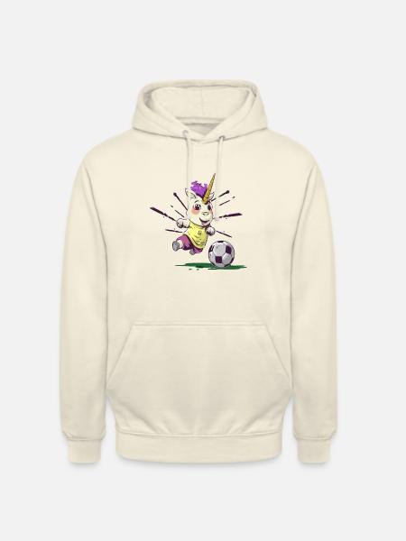 Cute and cool soccer playing unicorn - Unisex Hoodie - vanilla