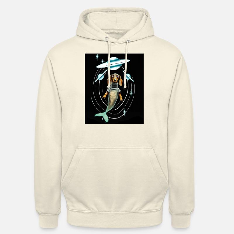 Teckel-Sirène vue de l’espace (Mermaid Dachshund) - Sweat-shirt à capuche unisexe - vanille