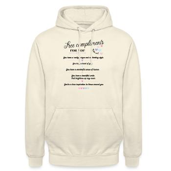 Free Compliments - for you <3 - Unisex Hoodie - Vanille-Milchshake - Vorne - Alina (178cm) & Michal (187cm)