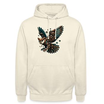 Steampunk Owl : Vol mécanique - Sweat-shirt à capuche unisexe - vanille - Devant - Alina (178cm) & Michal (187cm)