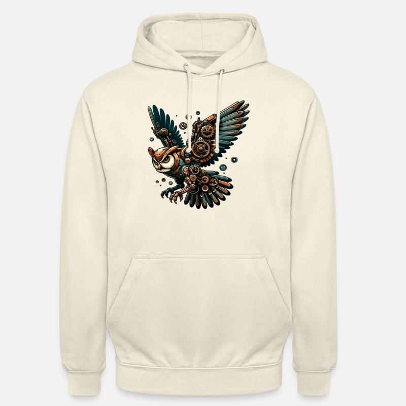 Steampunk Eule: Mechanischer Flug - Unisex Hoodie - Vanille-Milchshake