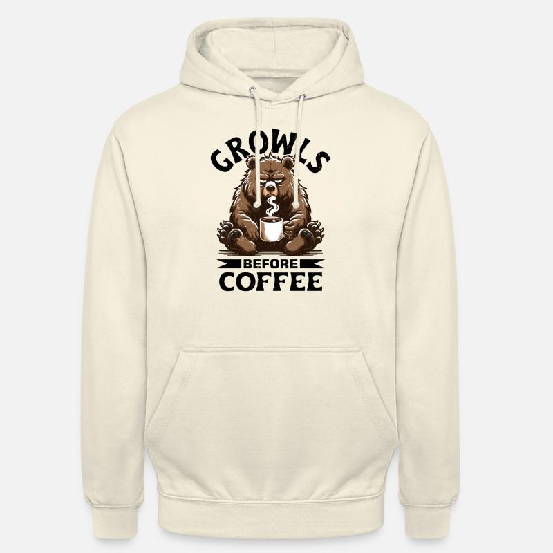 Grumpy bear with coffee - Unisex Hoodie - vanilla