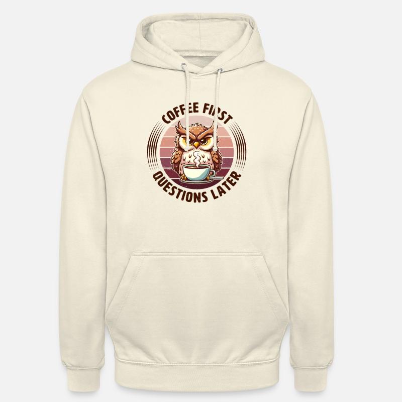 Grumpy owl with coffee - Unisex Hoodie - vanilla