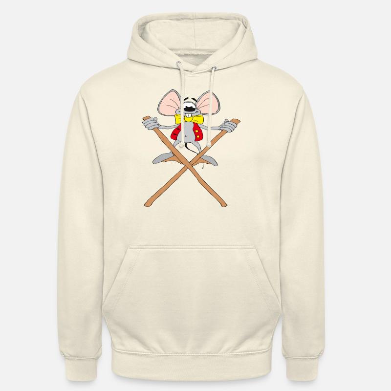 Une souris joue avec des échasses - Sweat-shirt à capuche unisexe - vanille