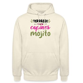 Terrasse Copines Mojito - Sweat-shirt à capuche unisexe - vanille - Devant - Alina (178cm) & Michal (187cm)