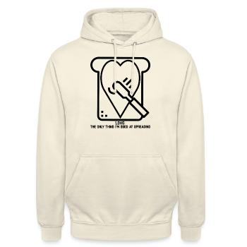 L’amour : la seule chose que je sais bien répandre - Sweat-shirt à capuche unisexe - vanille - Devant - Alina (178cm) & Michal (187cm)