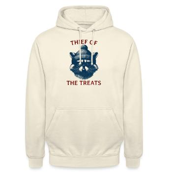 Thief of Treats - Robber Raccoon - Unisex Hoodie - vanilla - Front - Alina (178cm) & Michal (187cm)