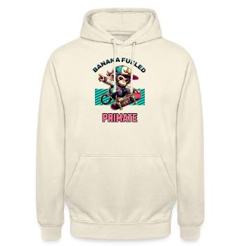 Skatender Affe banana fueled primate - Unisex Hoodie - Vanille-Milchshake - Vorne - Alina (178cm) & Michal (187cm)