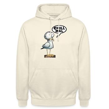 Chill mal Faultier Möwe chillen relaxen abhängen - Unisex Hoodie - Vanille-Milchshake - Vorne - Alina (178cm) & Michal (187cm)