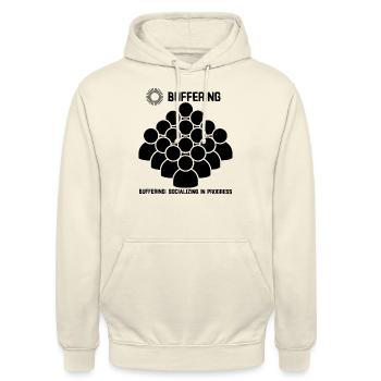Pufferung: Geselligkeit im Gange - Unisex Hoodie - Vanille-Milchshake - Vorne - Alina (178cm) & Michal (187cm)