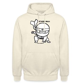 Network Ninja: Immer verbunden - Unisex Hoodie - Vanille-Milchshake - Vorne - Alina (178cm) & Michal (187cm)