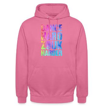 Witziger Zouk Tänzer Spruch - Unisex Hoodie - Pink - Vorne - Alina (178cm) & Michal (187cm)