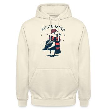 Küstenkind Möwe - Unisex Hoodie - Vanille-Milchshake - Vorne - Alina (178cm) & Michal (187cm)