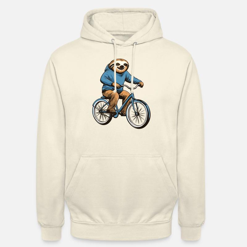 Sloth on Bicycle - Unisex Hoodie - vanilla