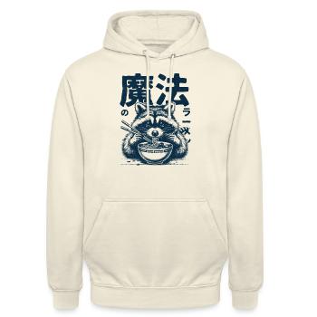 Ramen Raccoon Waschbär - Unisex Hoodie - Vanille-Milchshake - Vorne - Alina (178cm) & Michal (187cm)