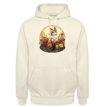 Cottagecore Fuchs mit Blumen - Unisex Hoodie - Vanille-Milchshake - Vorne - Alina (178cm) & Michal (187cm)
