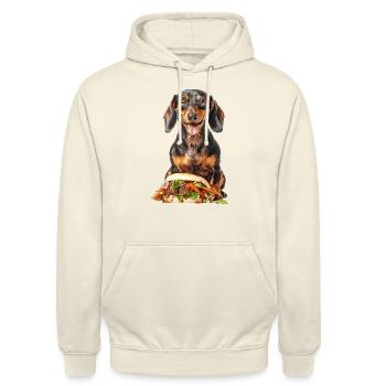 Dackel - Unisex Hoodie - Vanille-Milchshake - Vorne - Alina (178cm) & Michal (187cm)