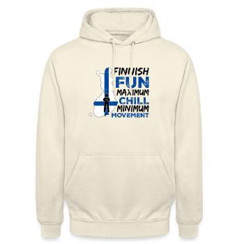 Des designs finlandais amusants pour les Finlandais - Sweat-shirt à capuche unisexe - vanille - Devant - Alina (178cm) & Michal (187cm)