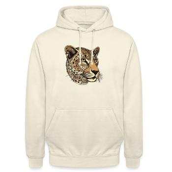 Gepard Portrait - Unisex Hoodie - Vanille-Milchshake - Vorne - Alina (178cm) & Michal (187cm)