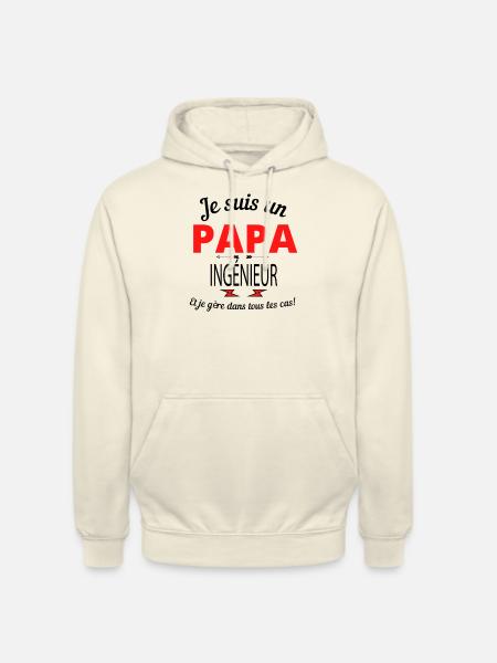 Papa INGÉNIEUR - Sweat-shirt à capuche unisexe - vanille