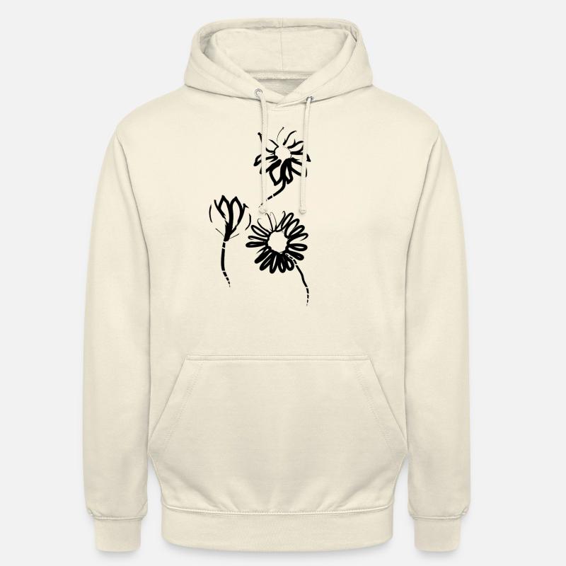 Fleurs dessinées à la main - Sweat-shirt à capuche unisexe - vanille