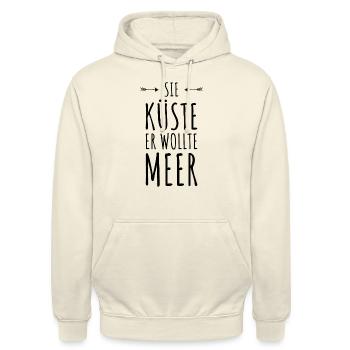 SIE KÜSTE ER WOLLTE MEER Urlaub Retro Vintage - Unisex Hoodie - Vanille-Milchshake - Vorne - Alina (178cm) & Michal (187cm)