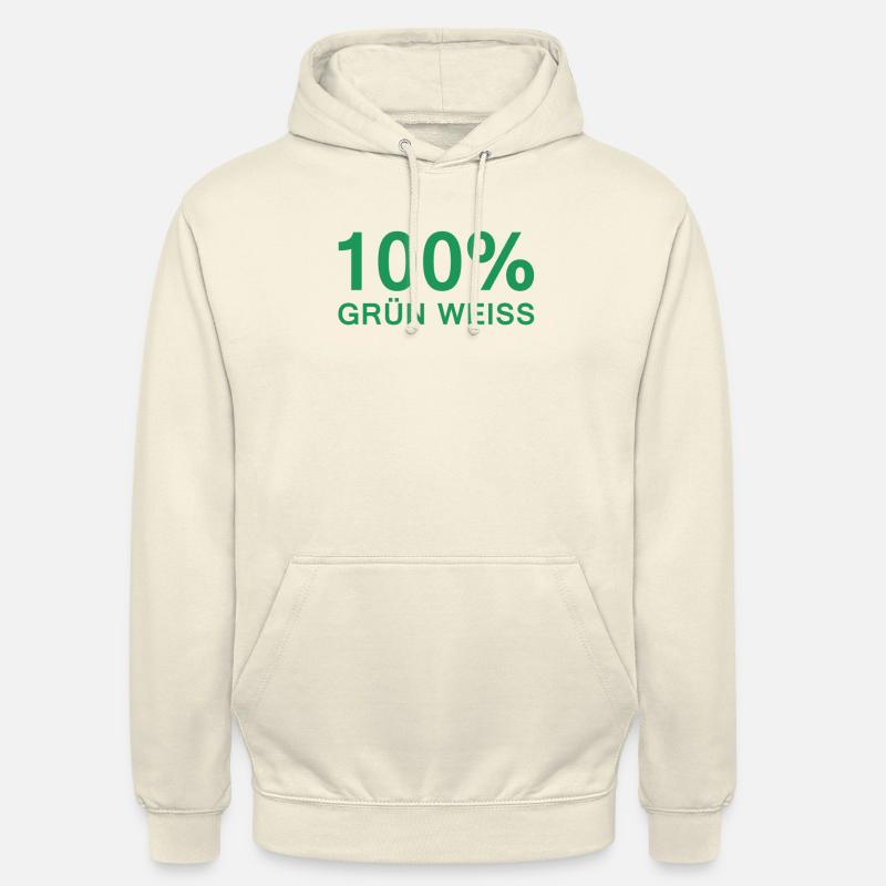 100 POUR CENT VERT BLANC - Sweat-shirt à capuche unisexe - vanille